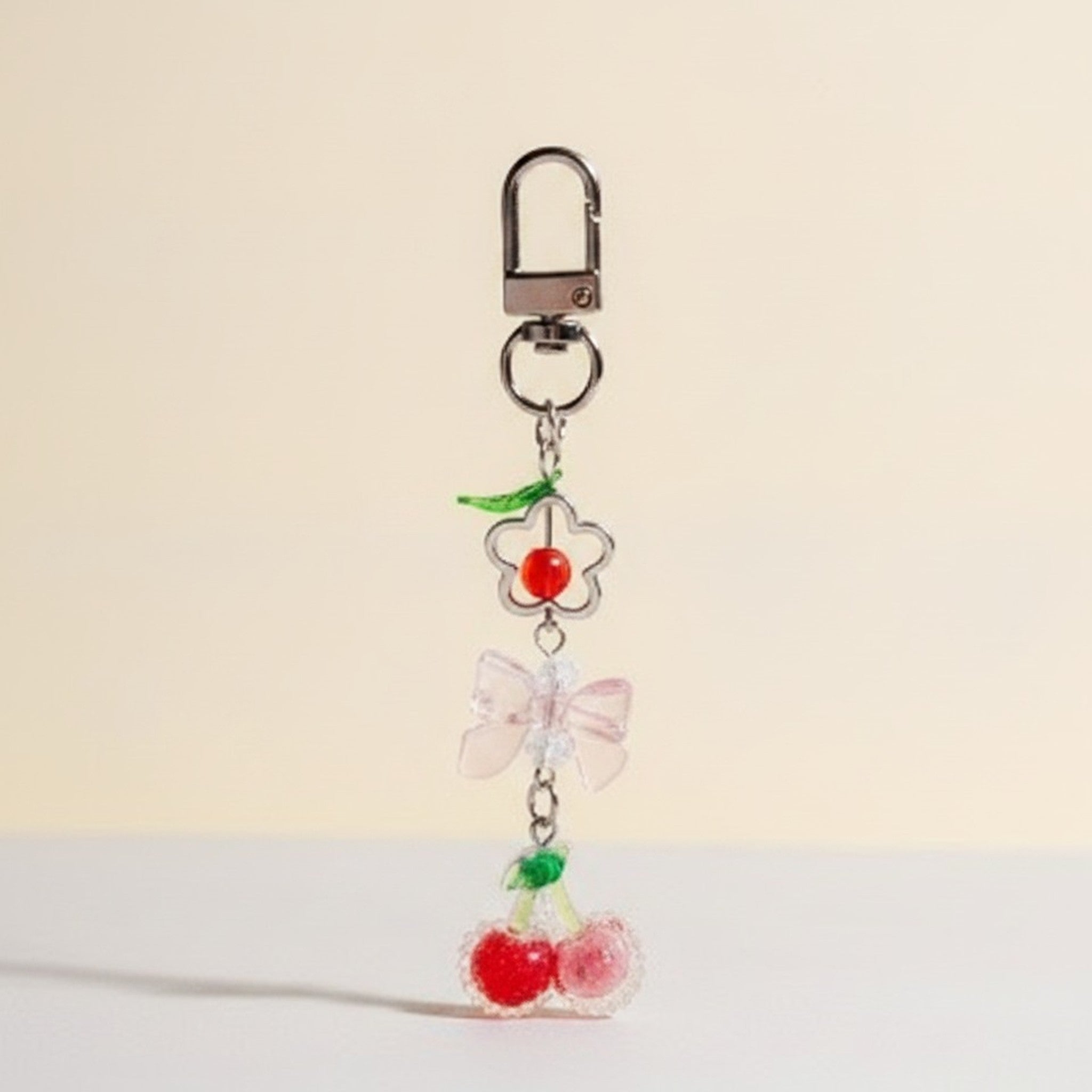 Acrylic Cherry Butterfly Flower Charm Keychain – apparel accessories (view 1)