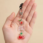 Acrylic Cherry Butterfly Flower Charm Keychain – apparel accessories (view 3)