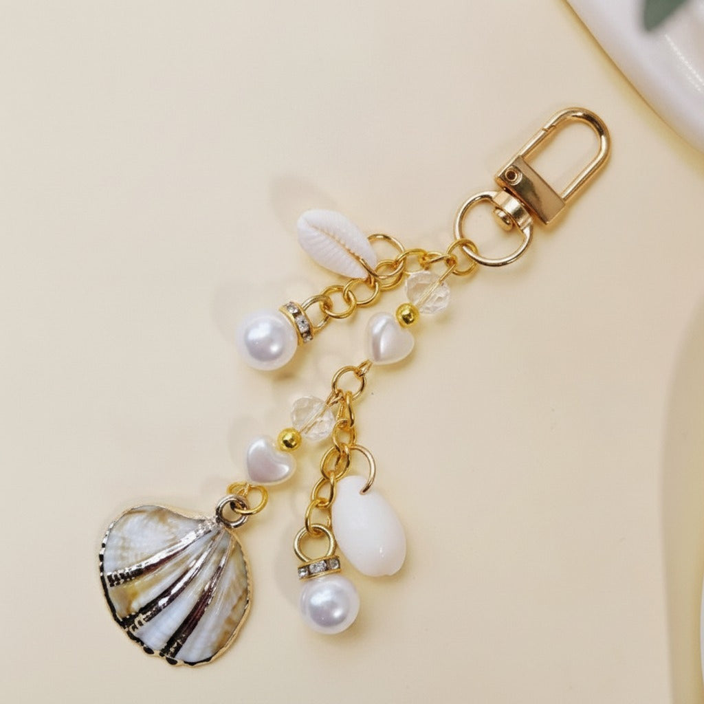 Elegant Seashell Pearl Charm Keychain – jewelry (view 1)
