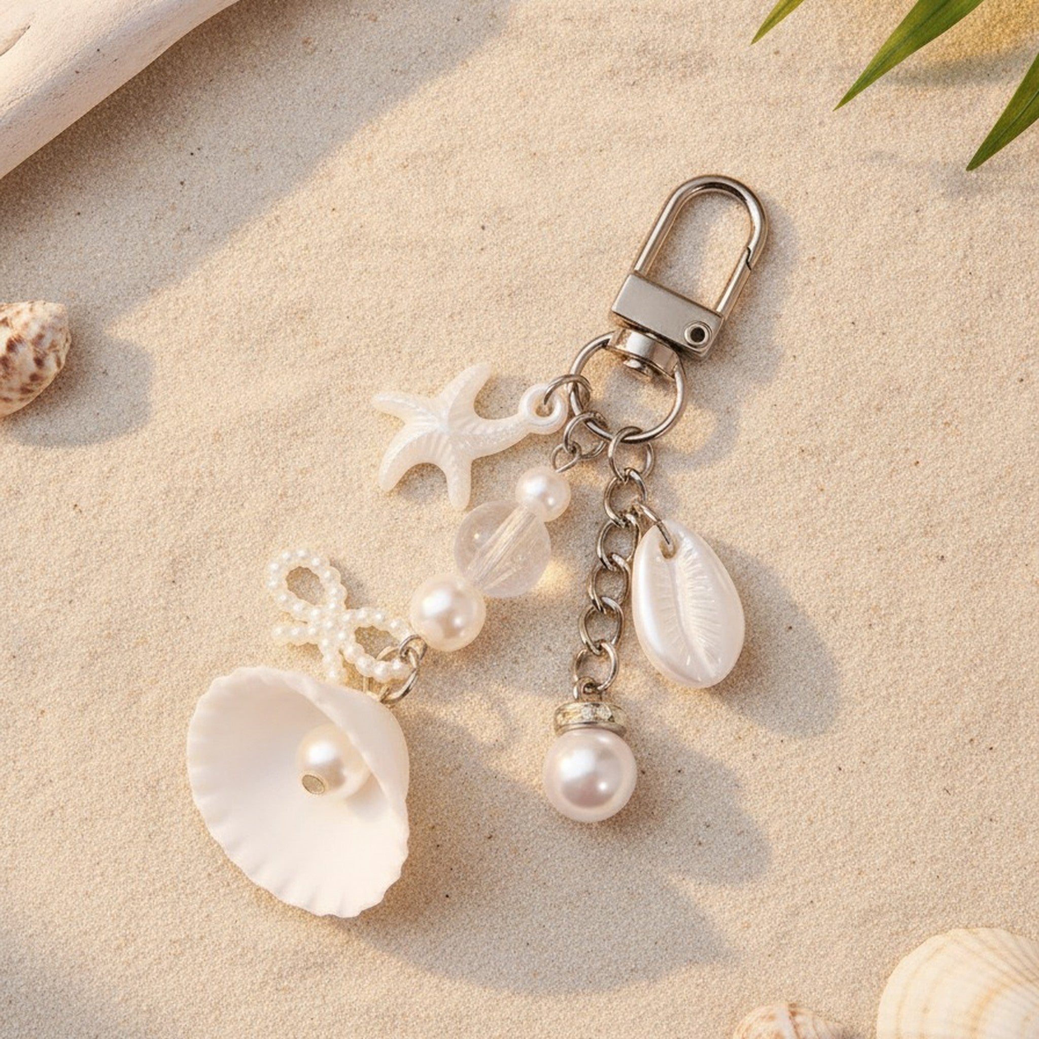 Ocean Theme Pearl Shell Charm Keychain – jewelry (view 2)