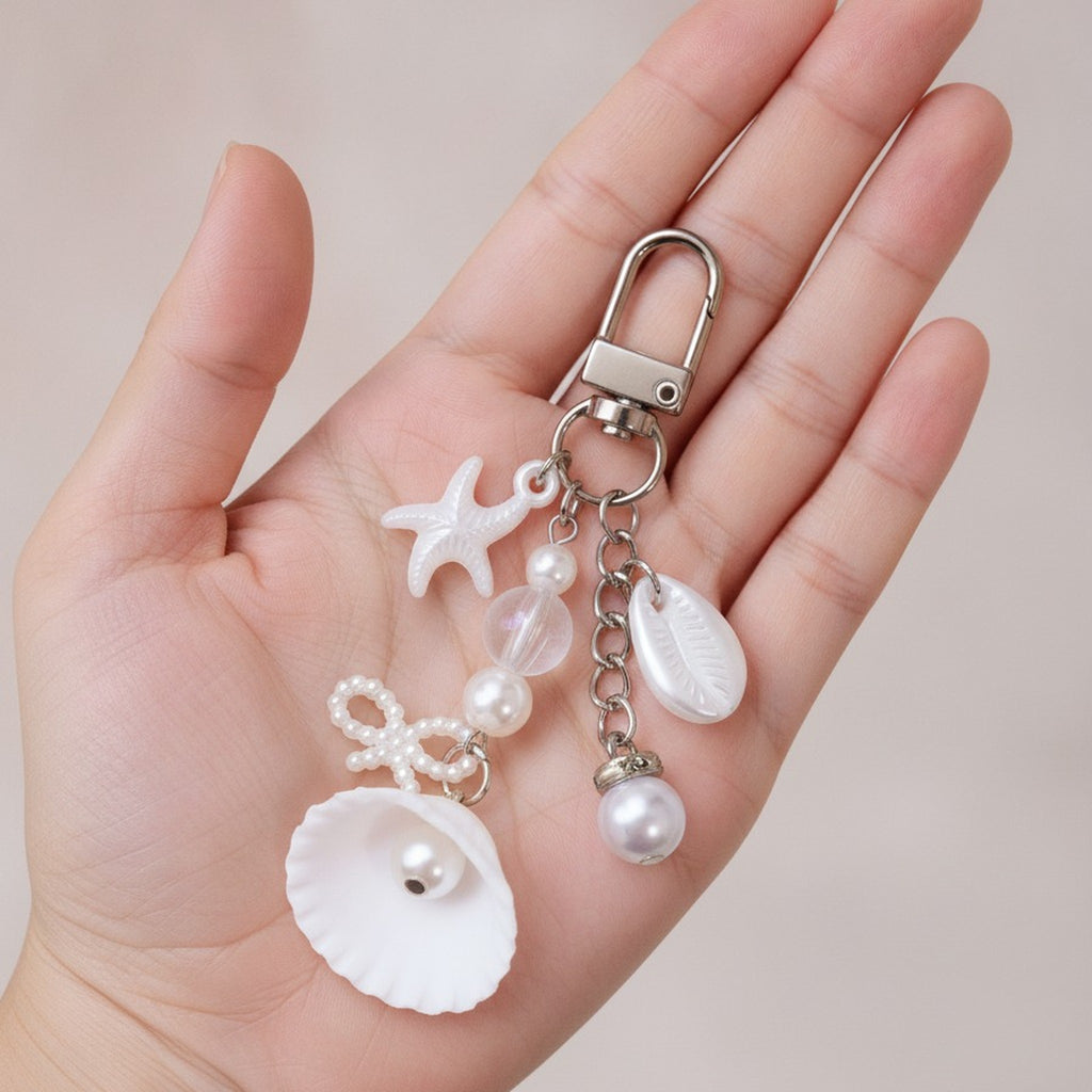 Ocean Theme Pearl Shell Charm Keychain – jewelry (view 3)