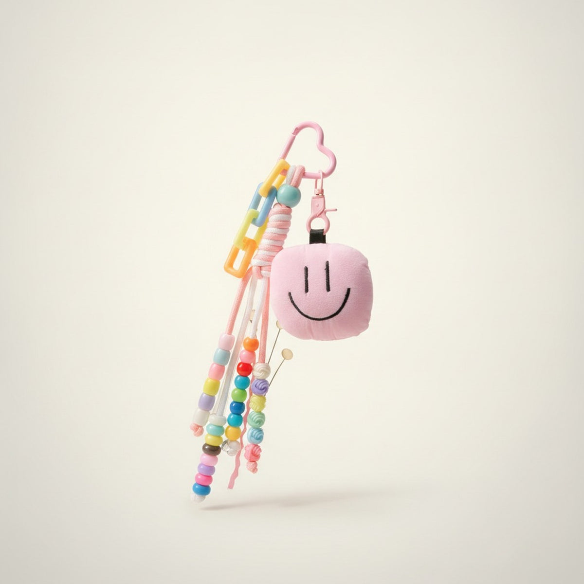 Colorful Beaded Smiley Face Bag Keychain Charm – bags & wallets (view 2)