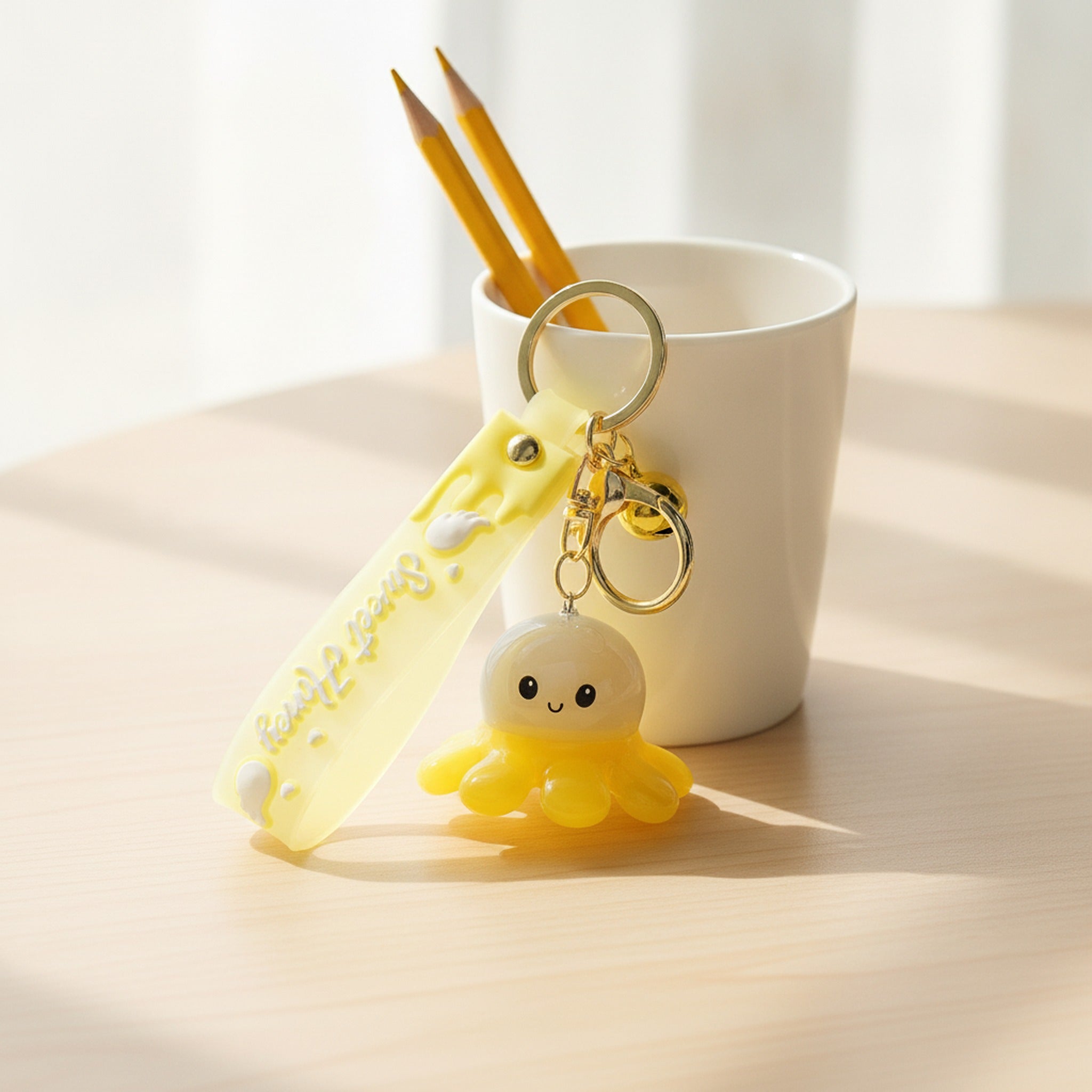 LED Octopus Resin Keychain Charm - Gray – novelty & toys (view 2)