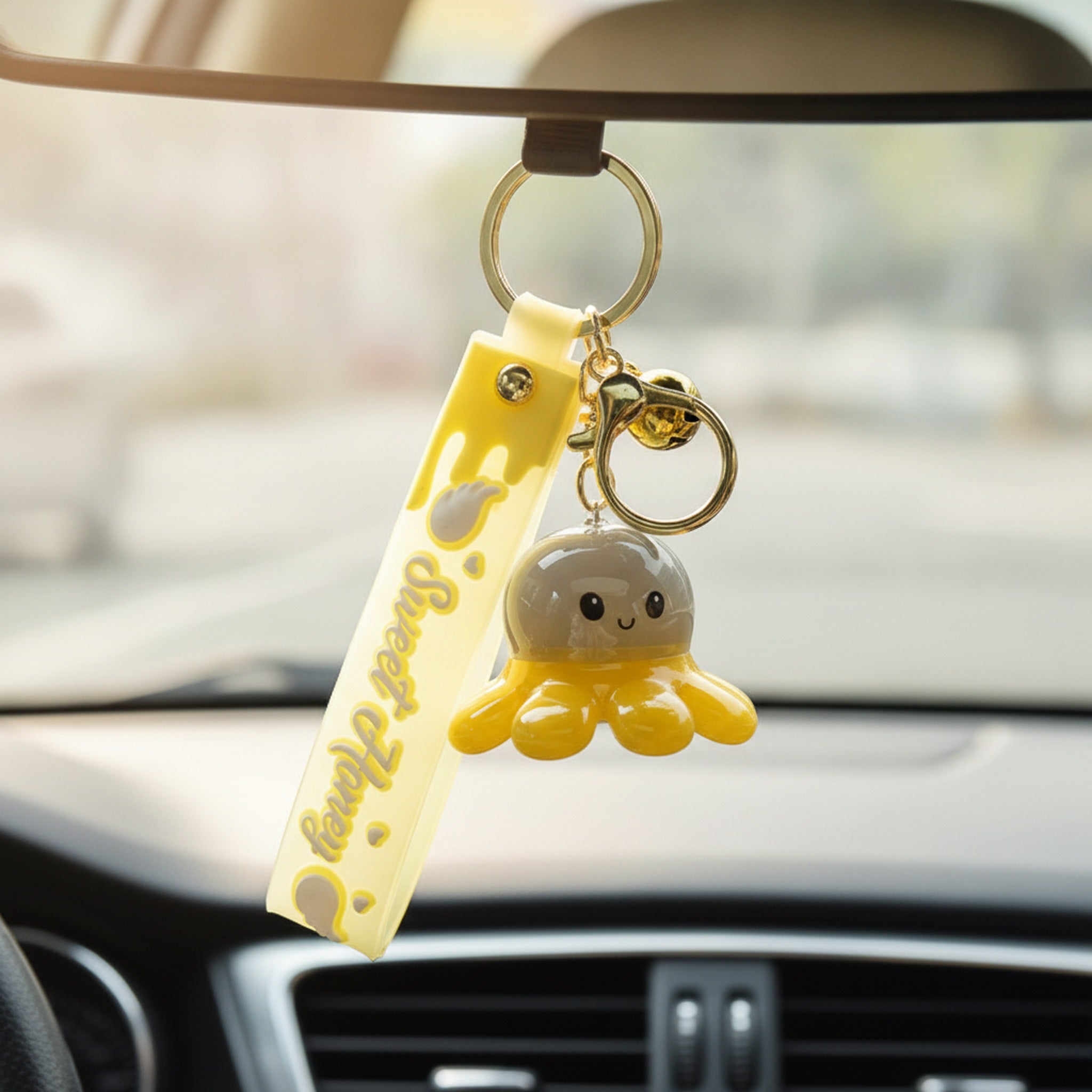 LED Octopus Resin Keychain Charm - Gray – novelty & toys (view 3)