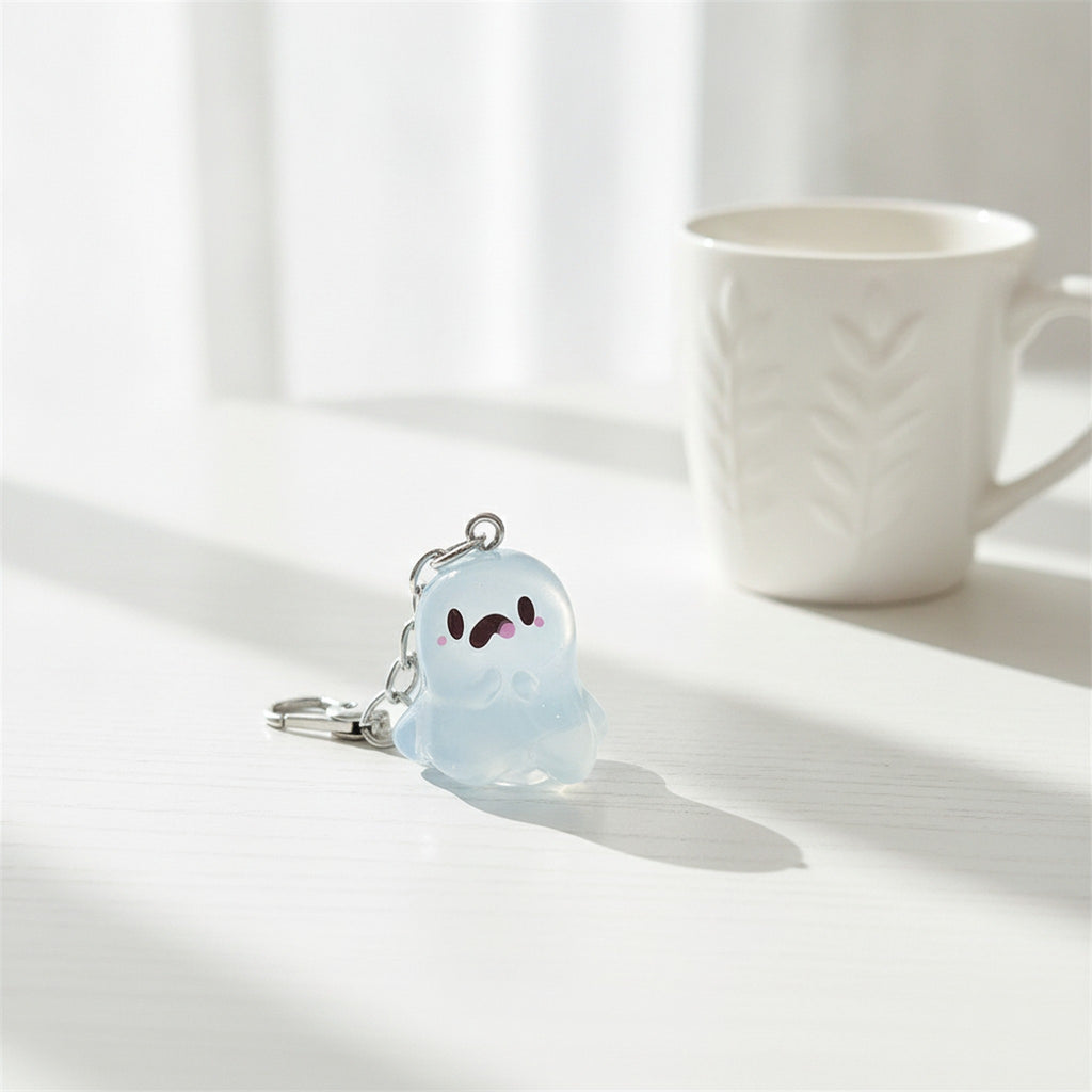Cute Glow Ghost Bag Charm - Silver 1 – novelty & toys (view 2)