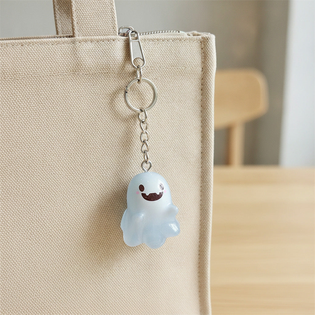 Cute Glow Ghost Bag Charm - Silver 2 – novelty & toys (view 3)
