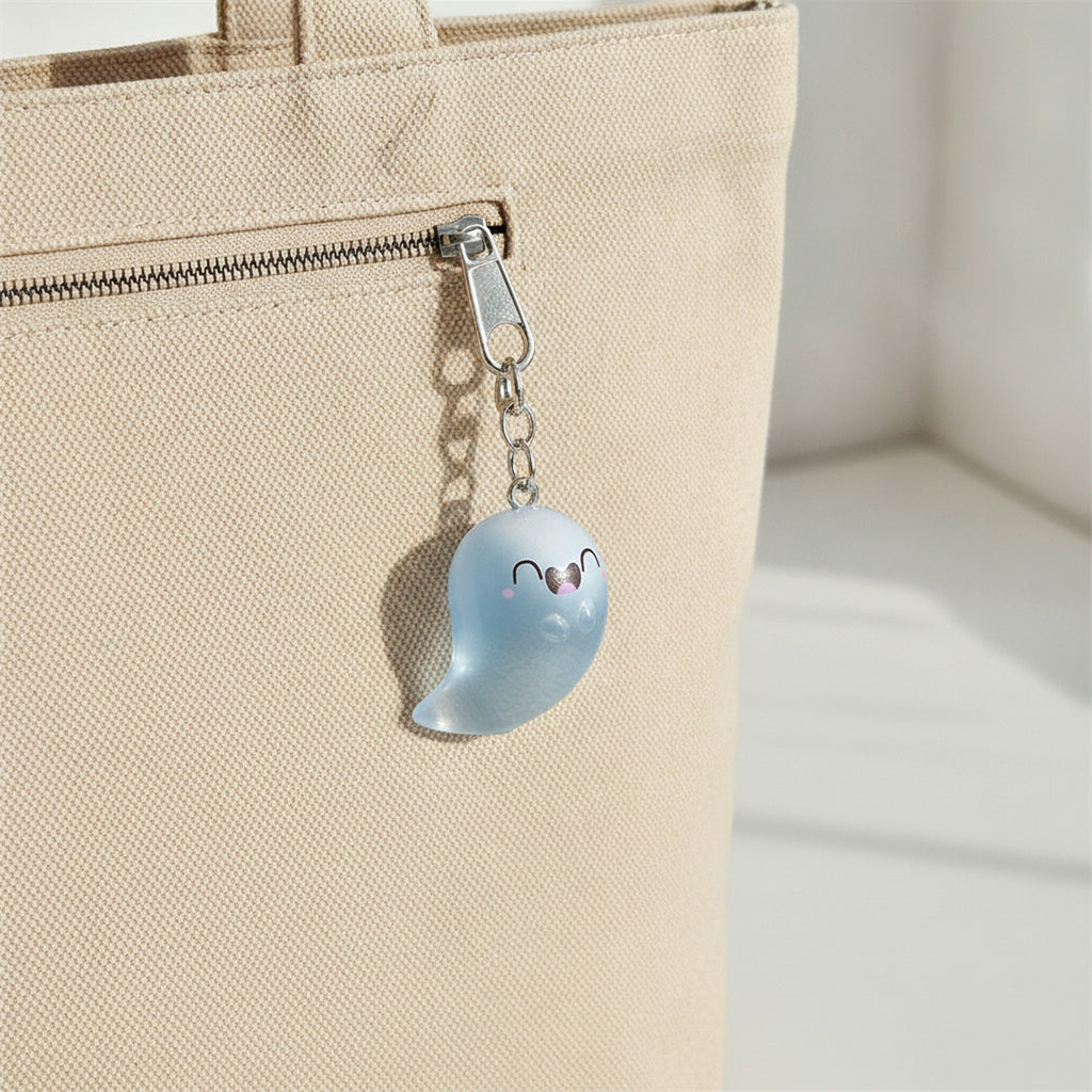 Cute Glow Ghost Bag Charm - Silver 3 – novelty & toys (view 3)