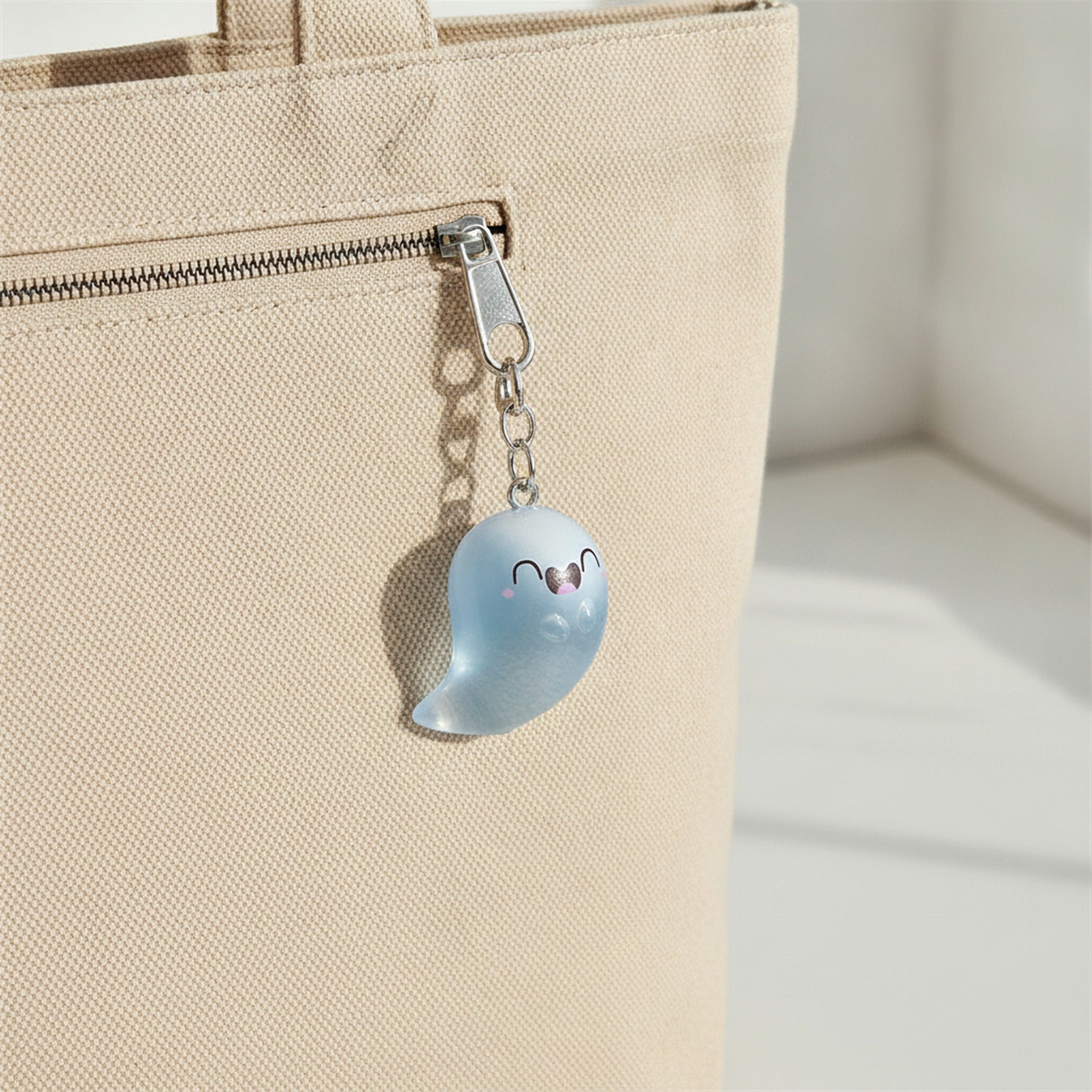 Cute Glow Ghost Bag Charm - Silver 3 – novelty & toys (view 3)