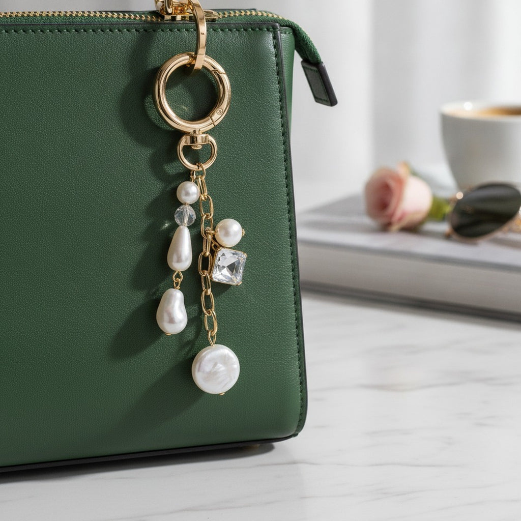 Elegant Pearl Crystal Dangle Bag Charm – jewelry (view 5)