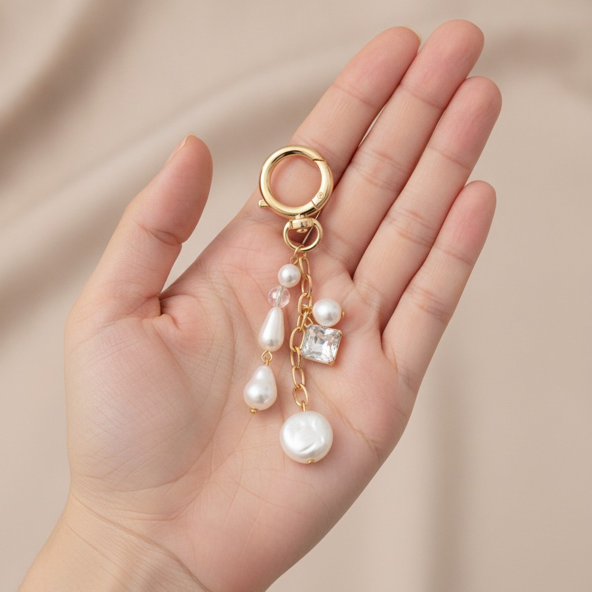 Elegant Pearl Crystal Dangle Bag Charm – jewelry (view 6)