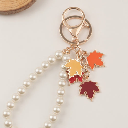 Autumn Leaf Pearl Keychain Charm – apparel accessories (view 1)