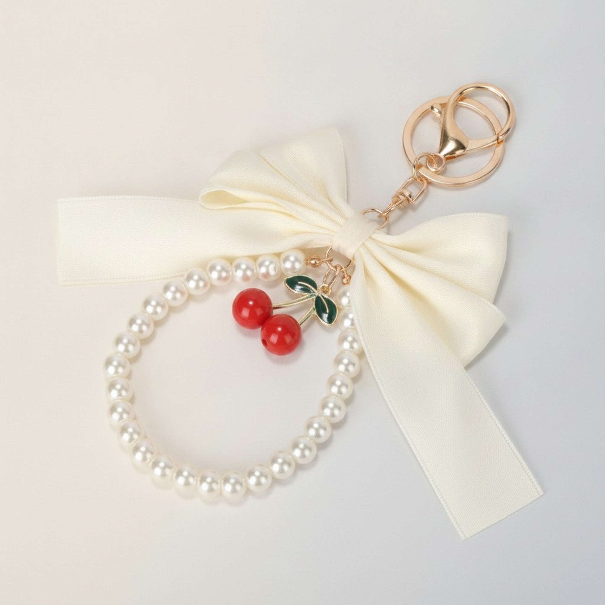 Elegant Bow Cherry Pearl Keychain – apparel accessories (view 3)