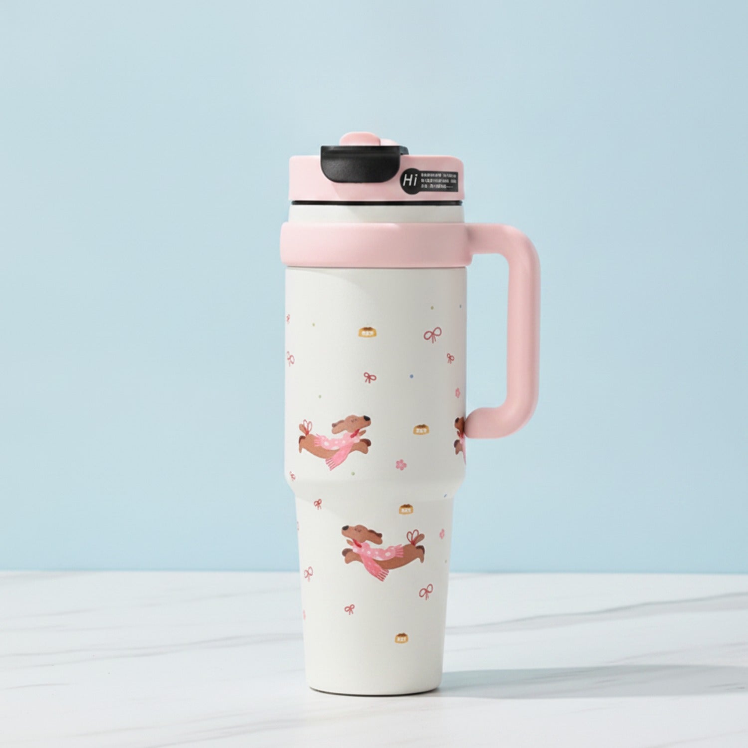 Pink Cherub Angel Bow Insulated Tumbler Cup