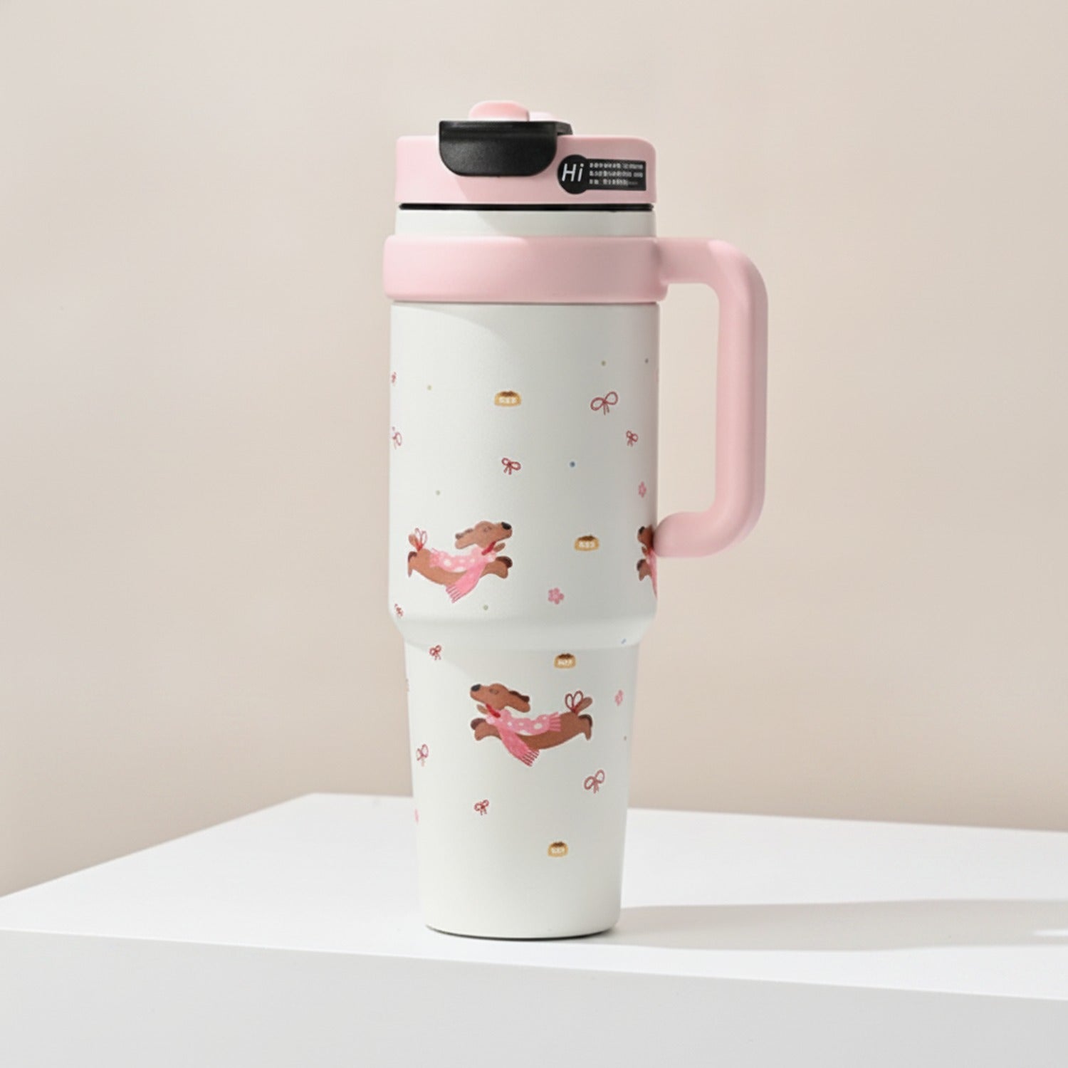 Pink Cherub Angel Bow Insulated Tumbler Cup