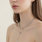 Silver Layered Chain Pendant Necklace