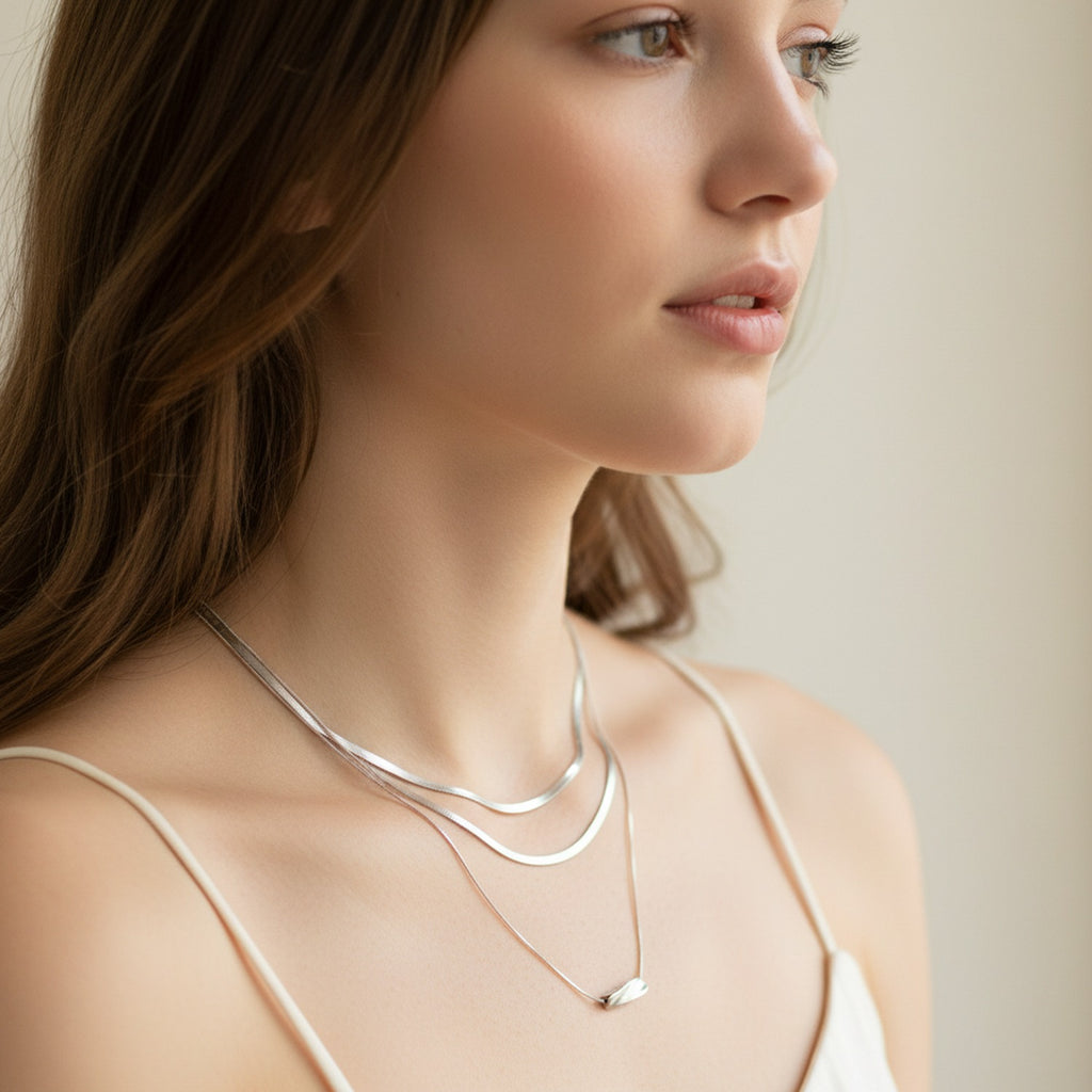Silver Layered Snake Chain Necklace