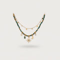 Green Beaded Charm Necklace Set with Star Moon Pendants – jewelry (view 1)