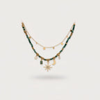 Green Beaded Charm Necklace Set with Star Moon Pendants – jewelry (view 1)