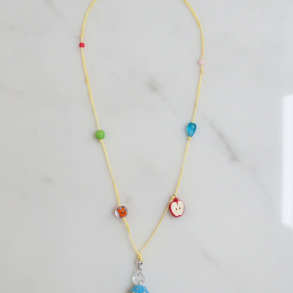 Beaded Charm Necklace With Colorful Fruit Pendants – jewelry (view 2)