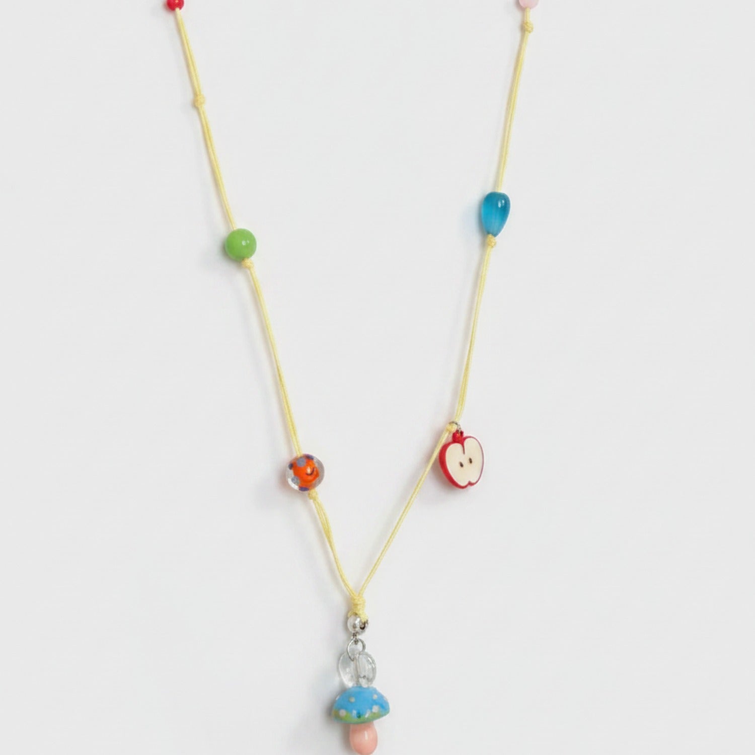 Beaded Charm Necklace With Colorful Fruit Pendants
