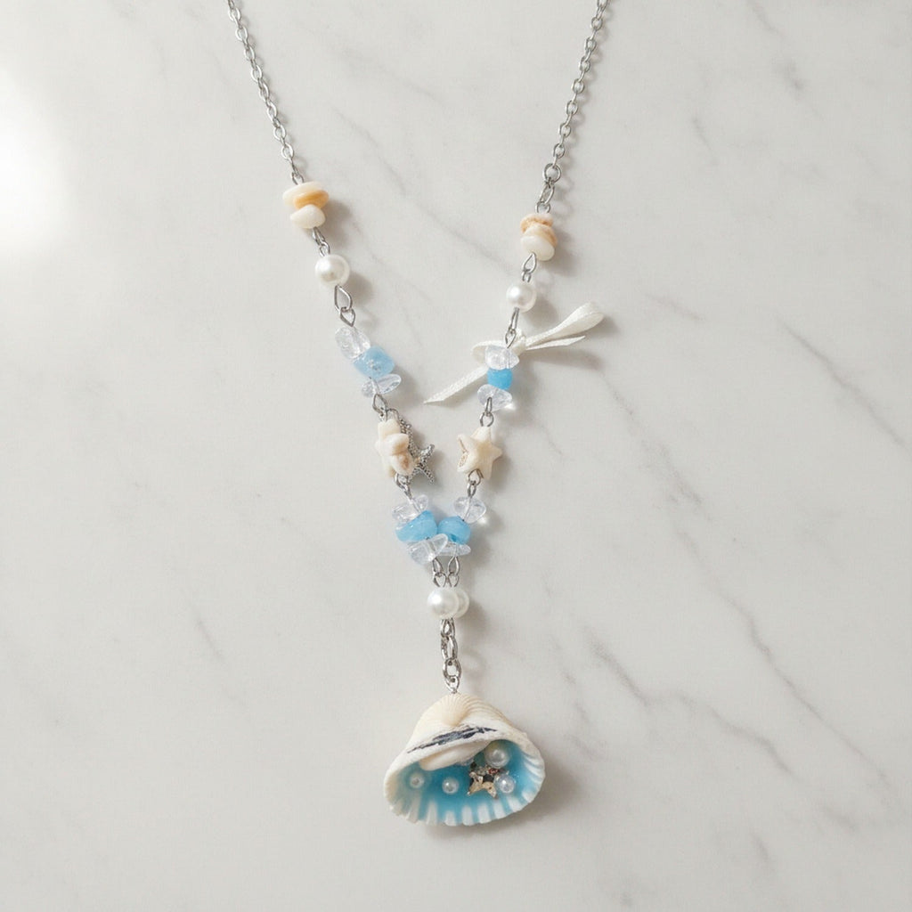 Shell Pearl Beaded Charm Necklace - Necklace 0172