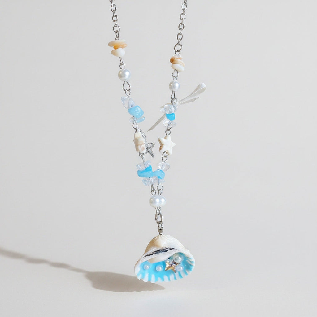 Shell Pearl Beaded Charm Necklace - Necklace 0172