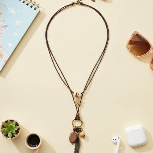 Aqua Beaded Pearl Charm Pendant Necklace