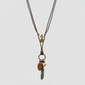 Beaded Pearl Charm Pendant Necklace - Bronze Star Feather – jewelry (view 1)