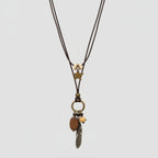 Beaded Pearl Charm Pendant Necklace - Bronze Star Feather – jewelry (view 1)