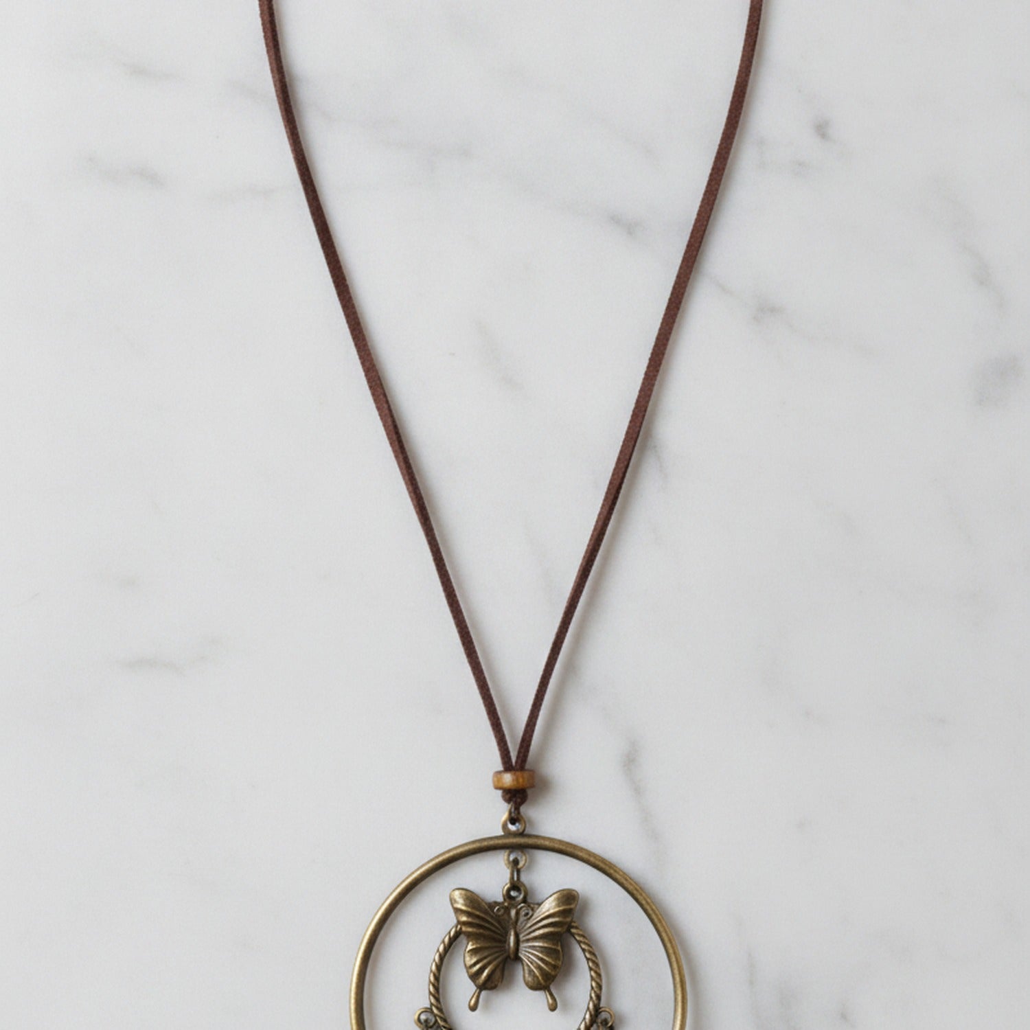 Beaded Pearl Charm Pendant Necklace - Butterfly Tassel