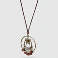 Beaded Pearl Charm Pendant Necklace - Butterfly Tassel