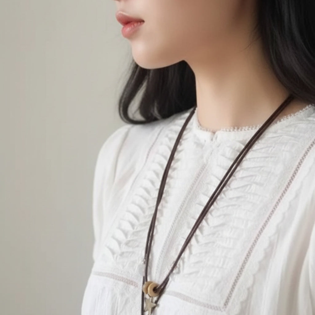 Bronze Star and Feather Charm Necklace