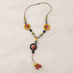 Beaded Pendant Necklace With Colorful Stone Charms – jewelry (view 2)