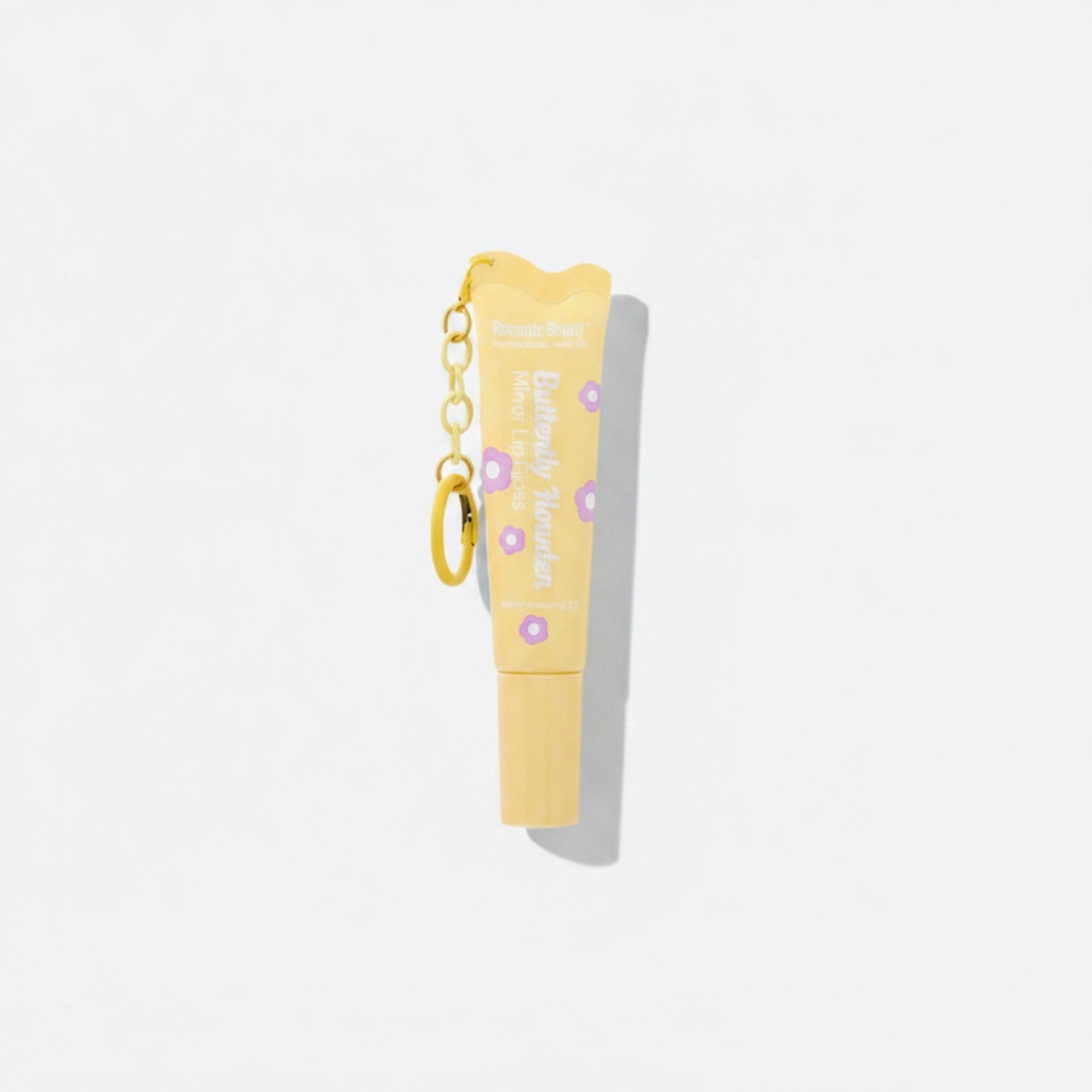 Yellow Heart-Shaped Lip Balm With Chain Keychain