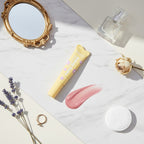 Yellow Lip Balm Tube With Purple Flower Details – Korean beauty tool (view 3)