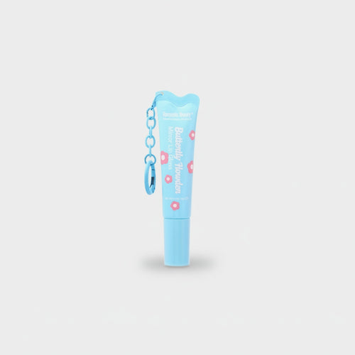 Butterfly Floral Lip Balm Keychain Blue – Korean beauty tool (view 1)