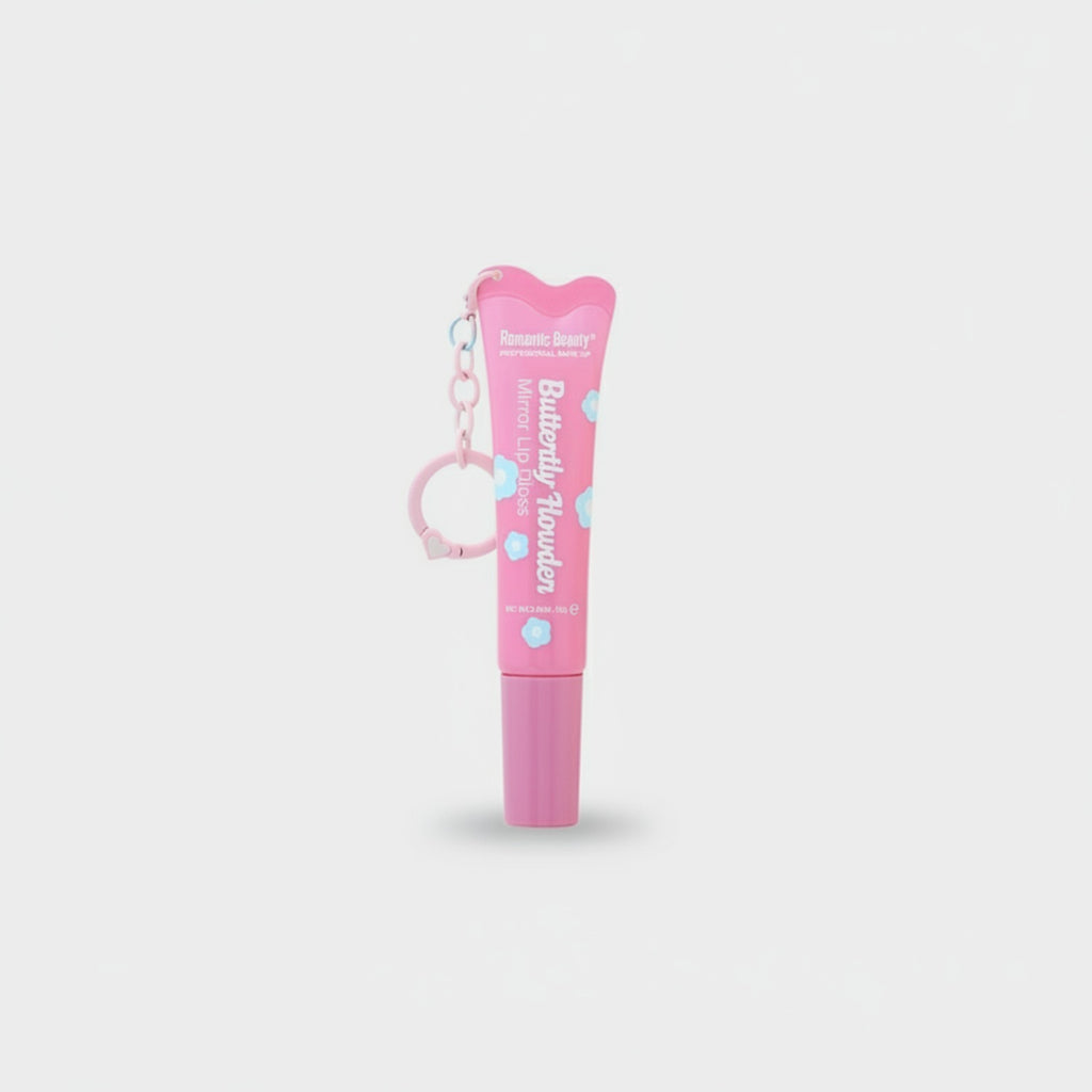 Pink Heart-Shaped Micro Lip Gloss With Keychain
