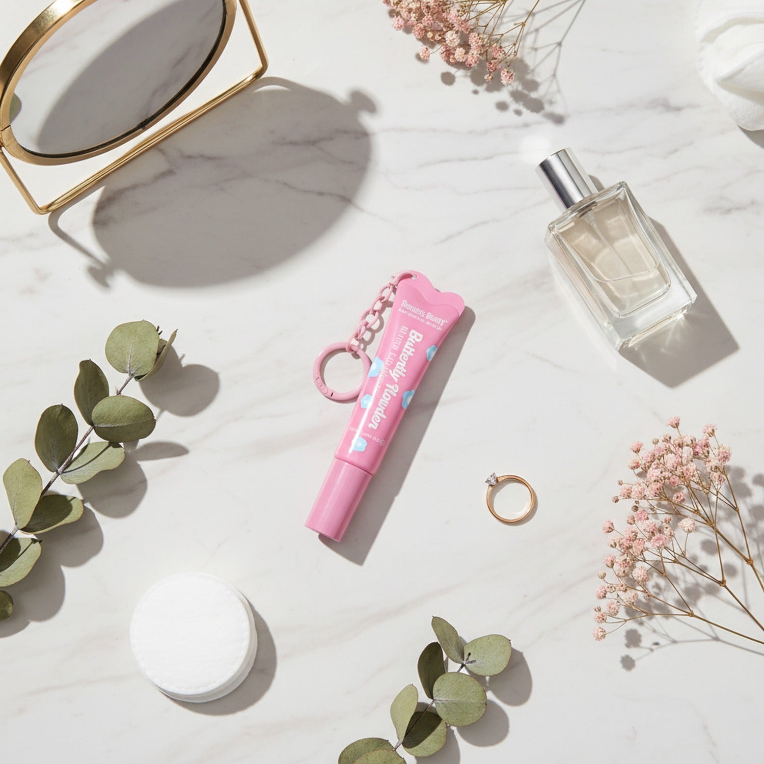 Pink Heart-Shaped Micro Lip Gloss With Keychain – Korean beauty tool (view 3)