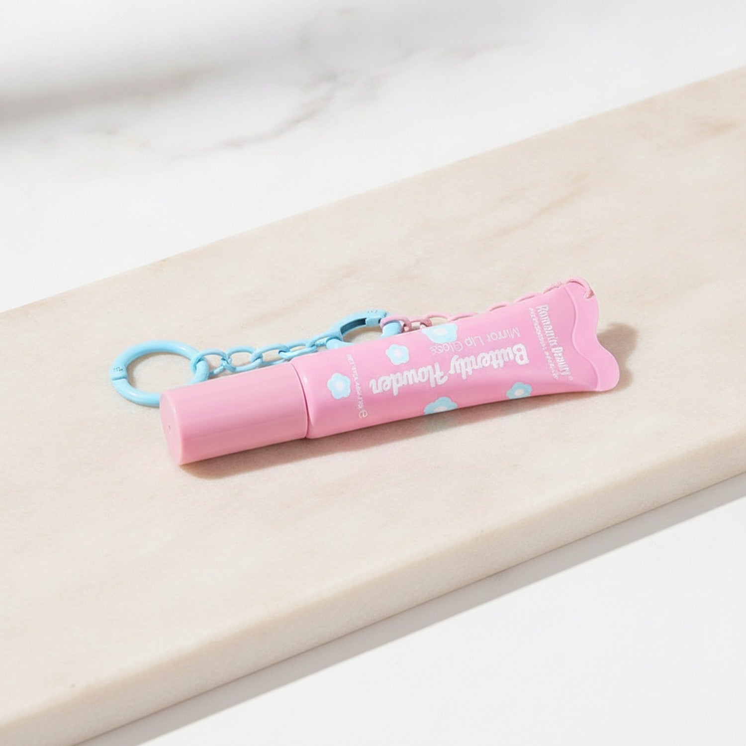 Pink Heart-Shaped Micro Lip Gloss With Keychain