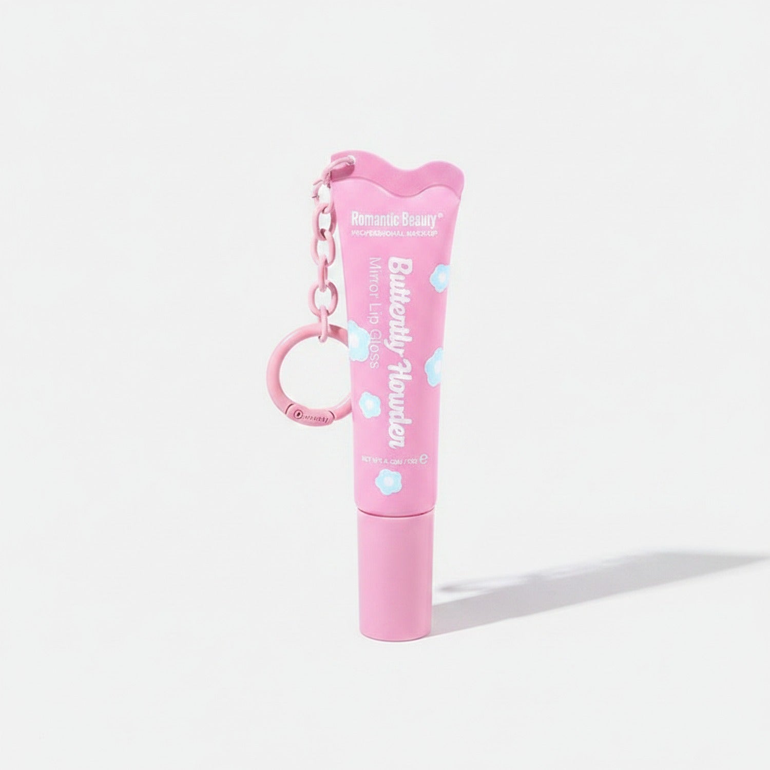 Pink Heart-Shaped Micro Lip Gloss With Keychain