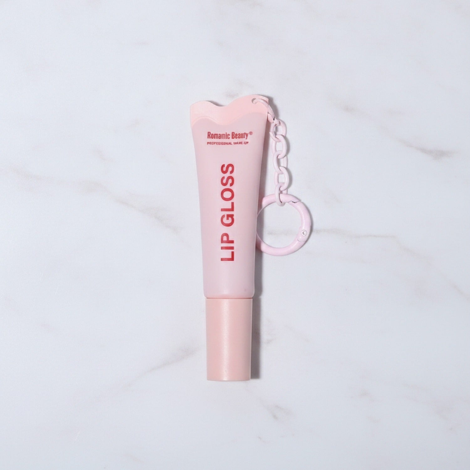 Pink Lip Gloss Tube With Charm Keychain