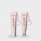 Pink Chain Lip Gloss Keychain Duo