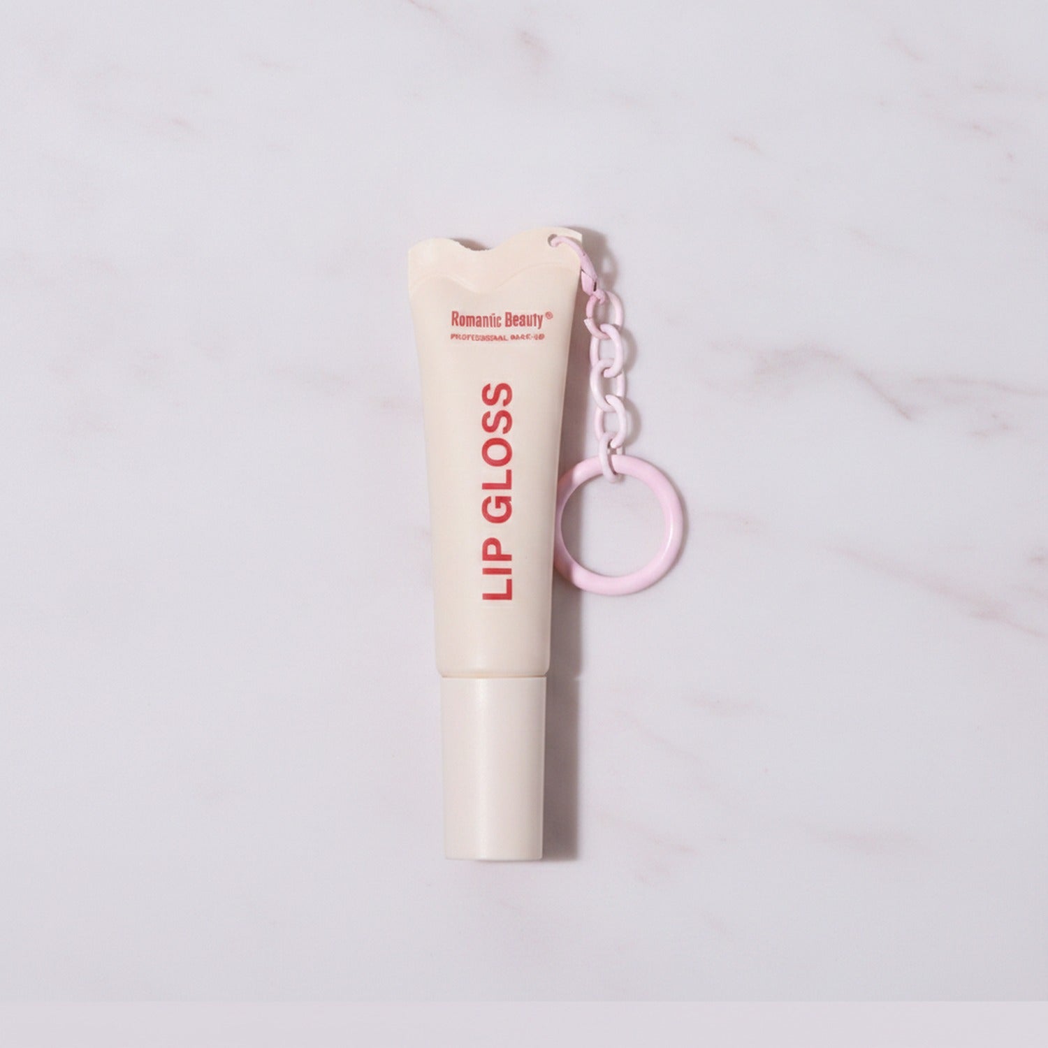 Pink Chain Lip Gloss Keychain Duo