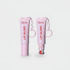 Pink Lip Gloss Tube With Chain Keychain