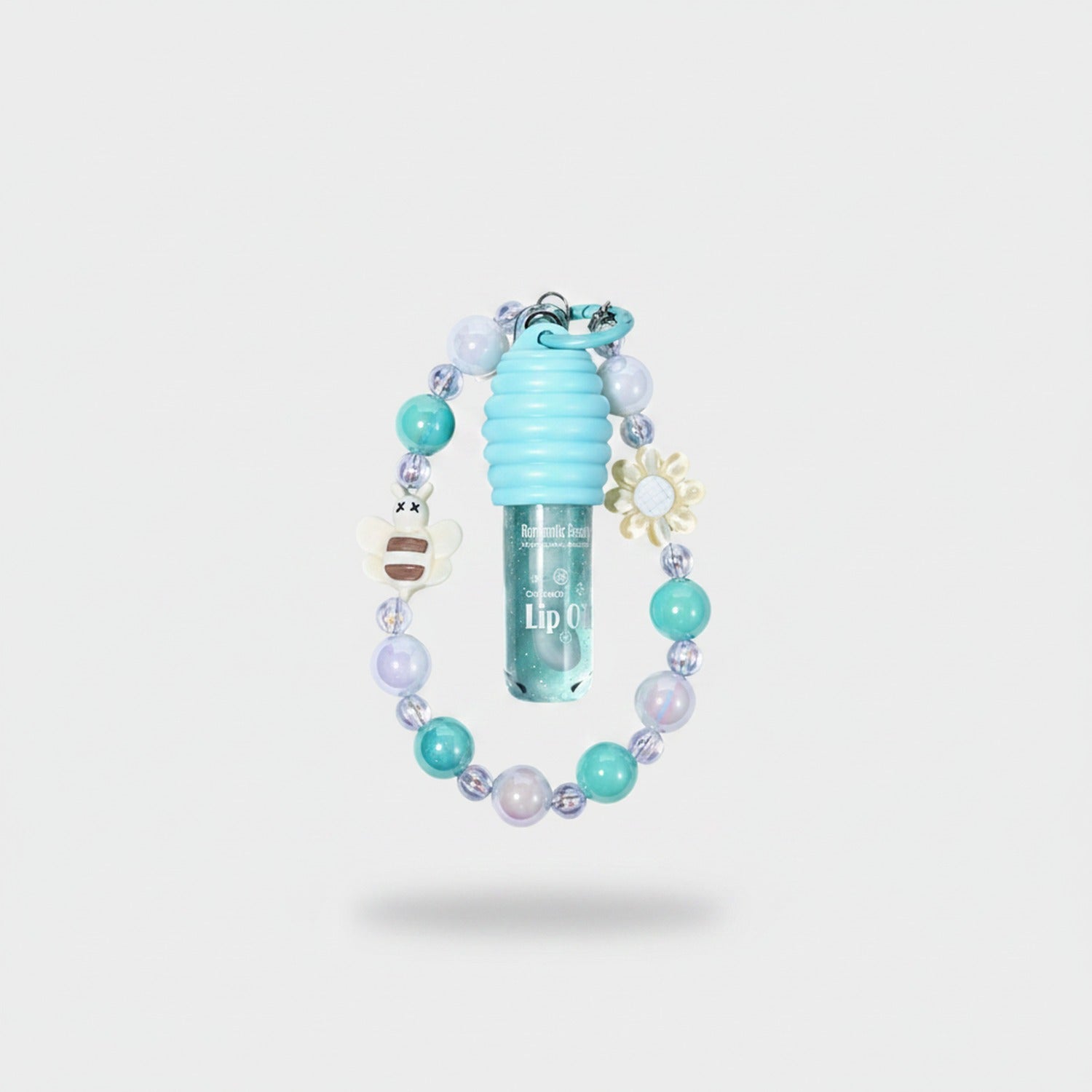 Beaded Lip Gloss Keychain With Flower Charm