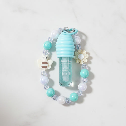 Beaded Lip Gloss Keychain With Flower Charm
