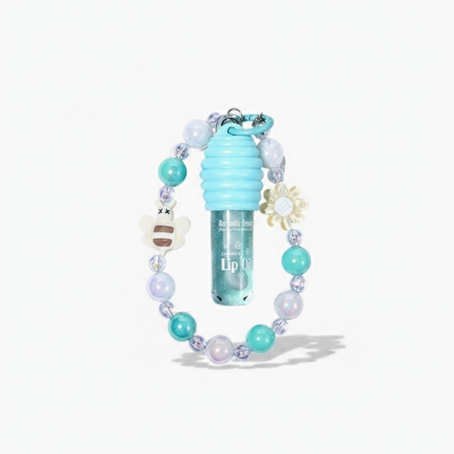 Beaded Lip Gloss Keychain With Flower Charm