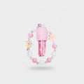 Pink Beaded Lip Oil Keychain With Flower Charm