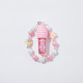 Pink Beaded Lip Oil Keychain With Flower Charm – Korean beauty tool (view 1)