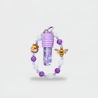 Purple Beaded Lip Oil Keychain With Bee Charm